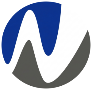 Stylized blue white gray wave logo