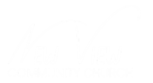 New View Community Church logo, white on black